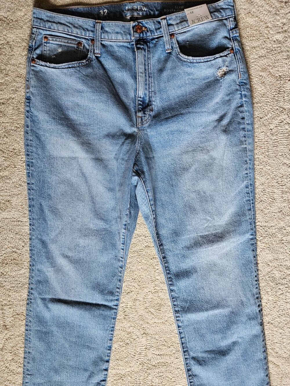 J. Crew Slim Boyfriend Jeans in Vail Wash Size 32 NWT Straight Leg Blue